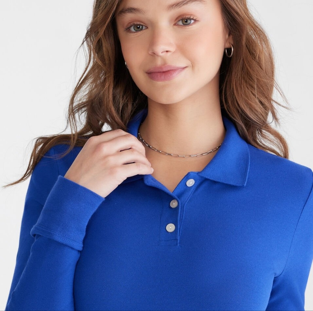 Aeropostale Long Sleeve Uniform Piqué Polo